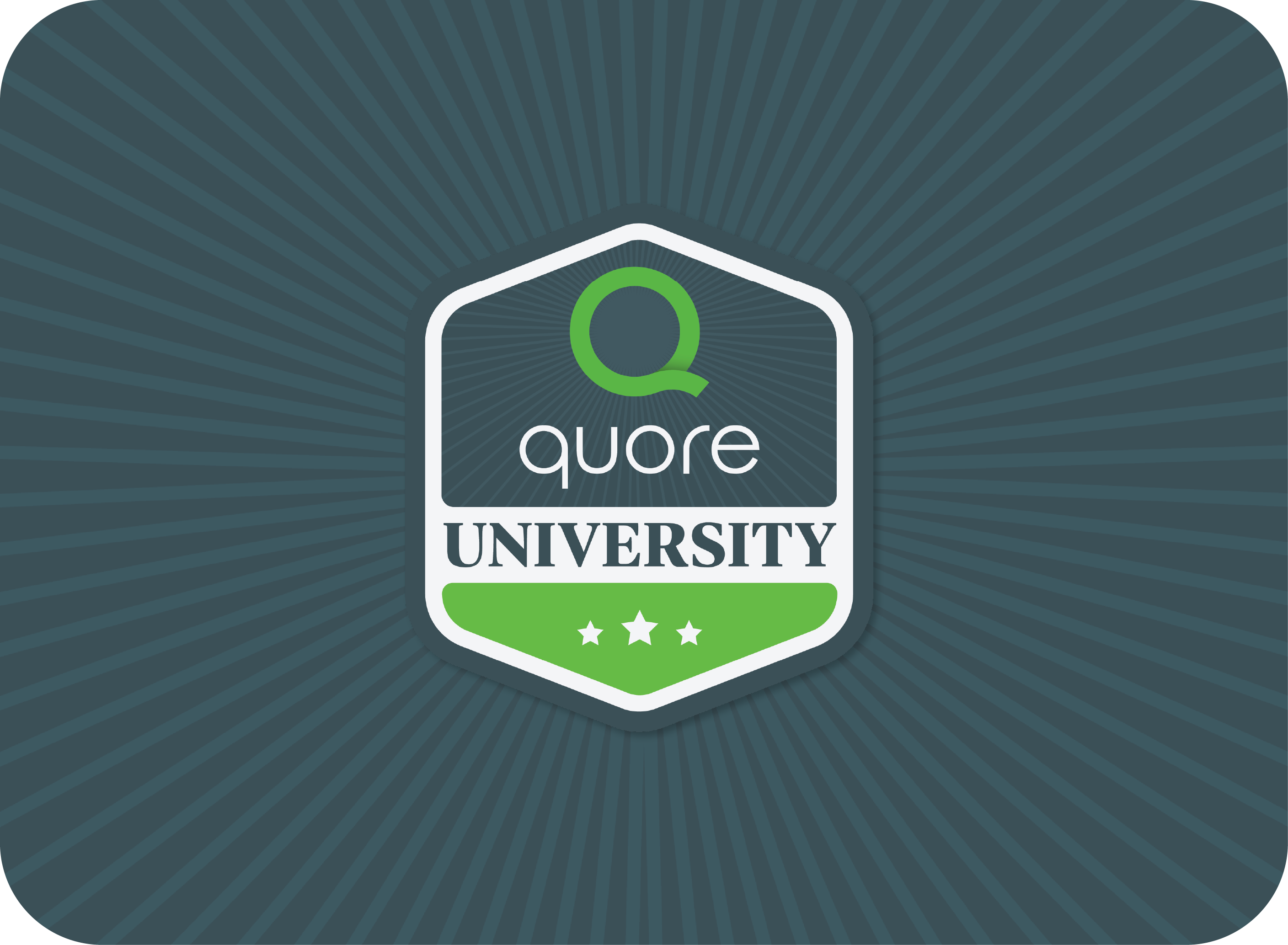 Quore University badge graphic representing role-based training, certifications, and professional development for hotel staff.