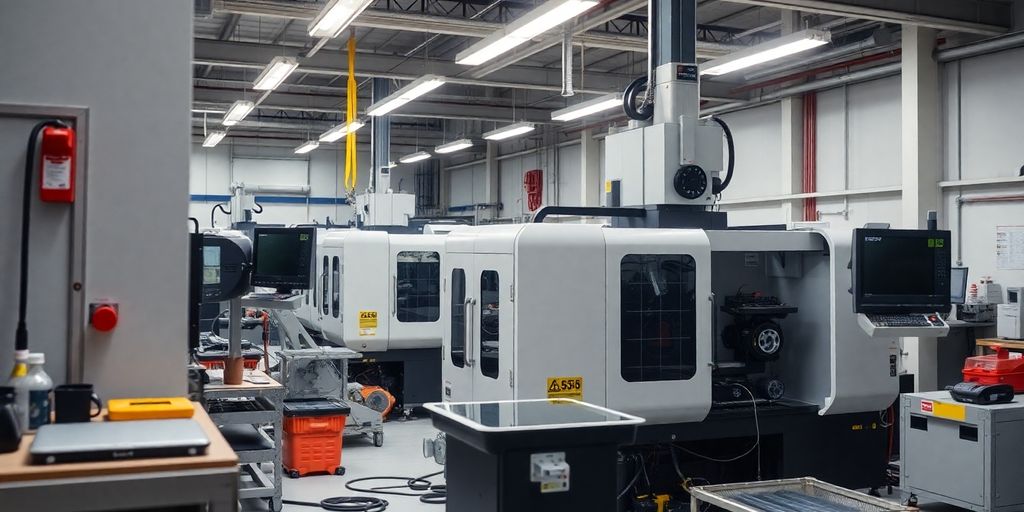 Advanced machinery in a productive industrial workspace.
