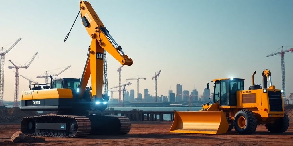 Advanced heavy machinery at a modern construction site.