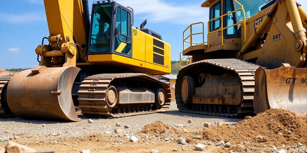 Heavy machinery working on a construction site.