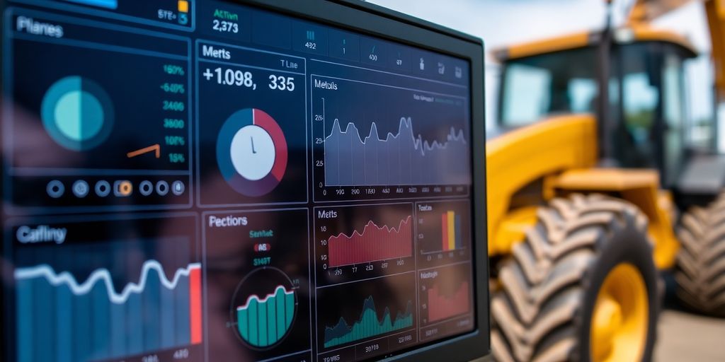Digital dashboard monitoring heavy equipment performance metrics.