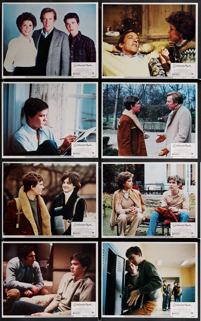 1980 US Lobby Card Set (11x14in) Ordinary People poster. Film directed by Robert Redford, starring Mary Tyler Moore, Donald Sutherland, Timothy Hutton, Judd Hirsch, M. Emmet Walsh, Elizabeth McGovern, Adam Baldwin, Dinah Manoff, James B. Sikking.