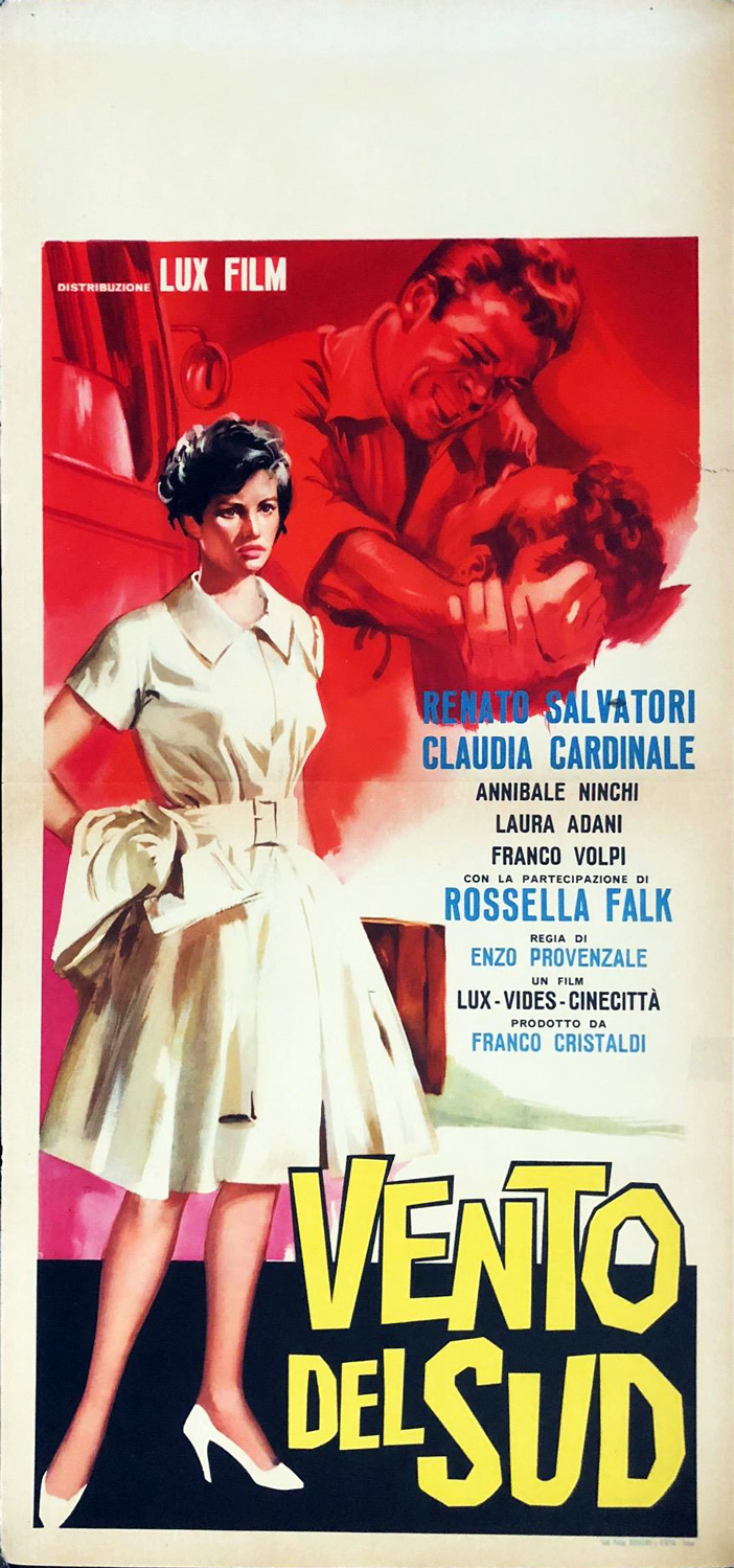 1959 Italian Locandina SS/Rolled (13x28in) Vento del Sud poster. Film directed by Enzo Provenzale, starring Renato Salvatori, Claudia Cardinale, Annibale Ninchi, Laura Adani, Ivo Garrani.