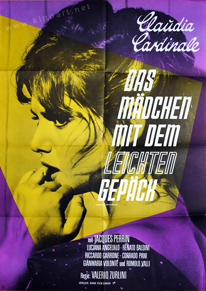 1961 German A1 (23x33in) Girl with a Suitcase poster. Film directed by Valerio Zurlini, starring Claudia Cardinale, Jacques Perrin, Luciana Angiolillo, Renato Baldini, Riccardo Garrone, Elsa Albani, Corrado Pani, Gian Maria Volonté.