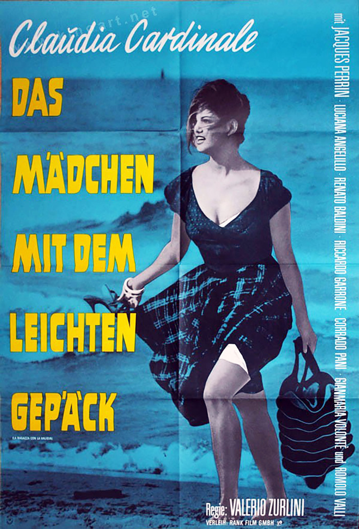 1961 German A1 (23x33in) Girl with a Suitcase poster. Film directed by Valerio Zurlini, starring Claudia Cardinale, Jacques Perrin, Luciana Angiolillo, Renato Baldini, Riccardo Garrone, Elsa Albani, Corrado Pani, Gian Maria Volonté.