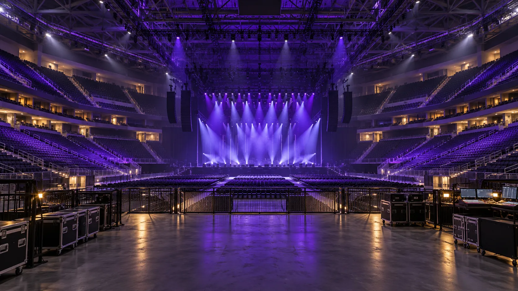 Illustrative indoor arena prepared for a major event