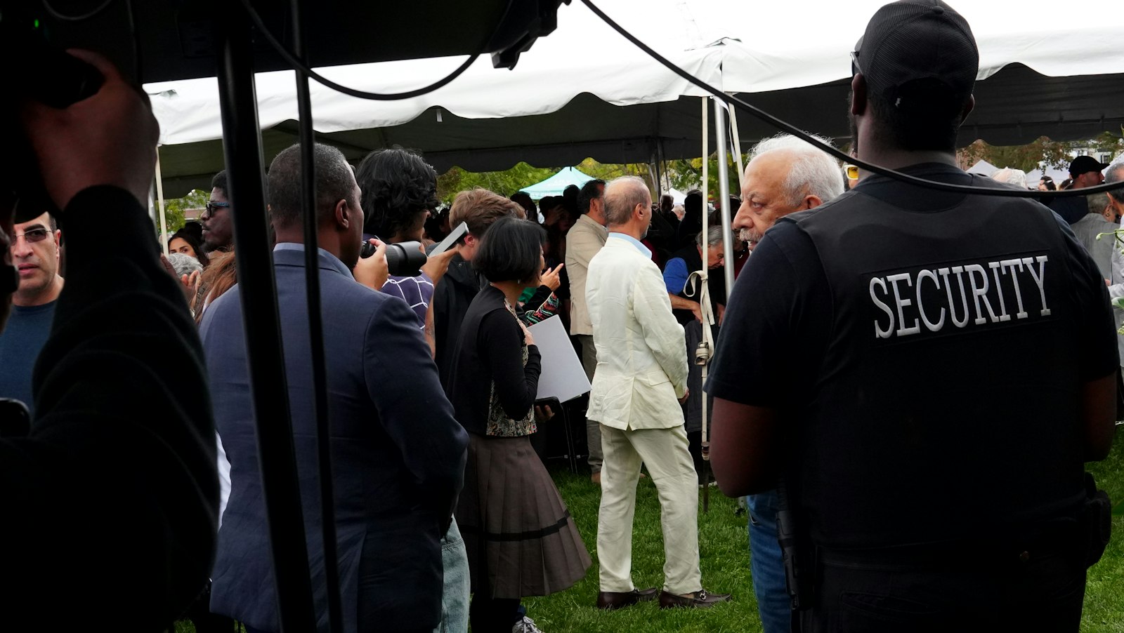 Event security professional overseeing a live public event