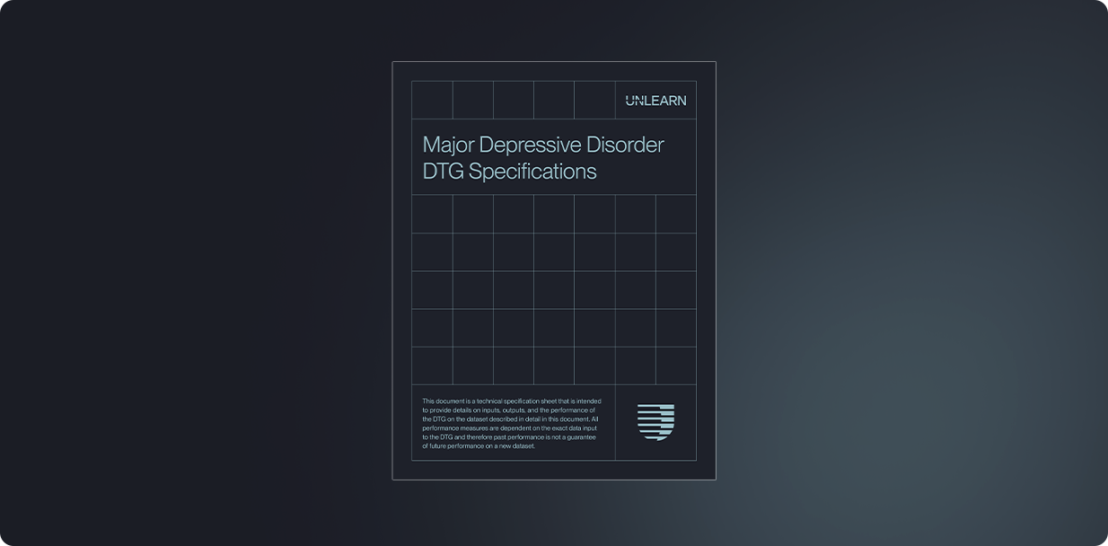 Major depressive disorder digital twin generator spec sheet thumbnail