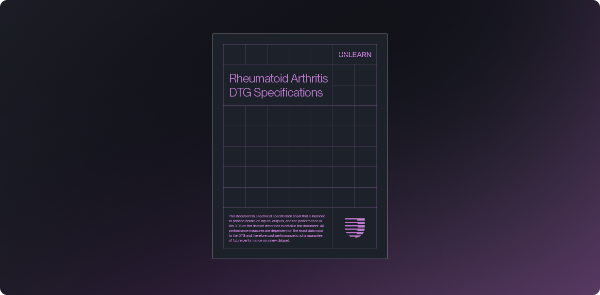 Rheumatoid arthritis digital twin generator spec sheet thumbnail