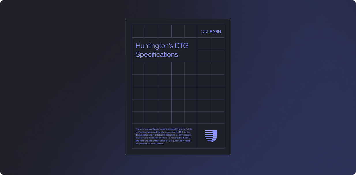 Huntington's disease digital twin generator spec sheet thumbnail