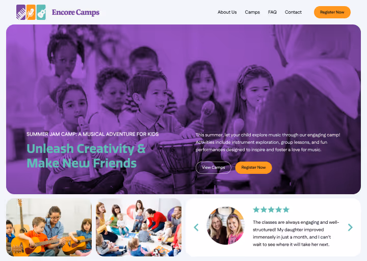 Children in a music camp engaging in group activity with a teacher, promoting creativity and friendship. - Muserna