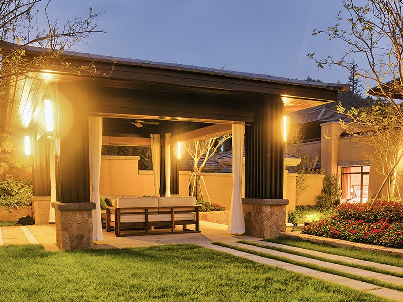 outdoor patio at night