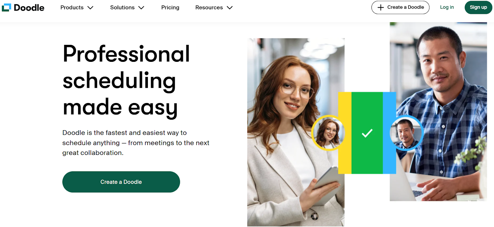 Doodle's home page messaging about remote work scheduling 