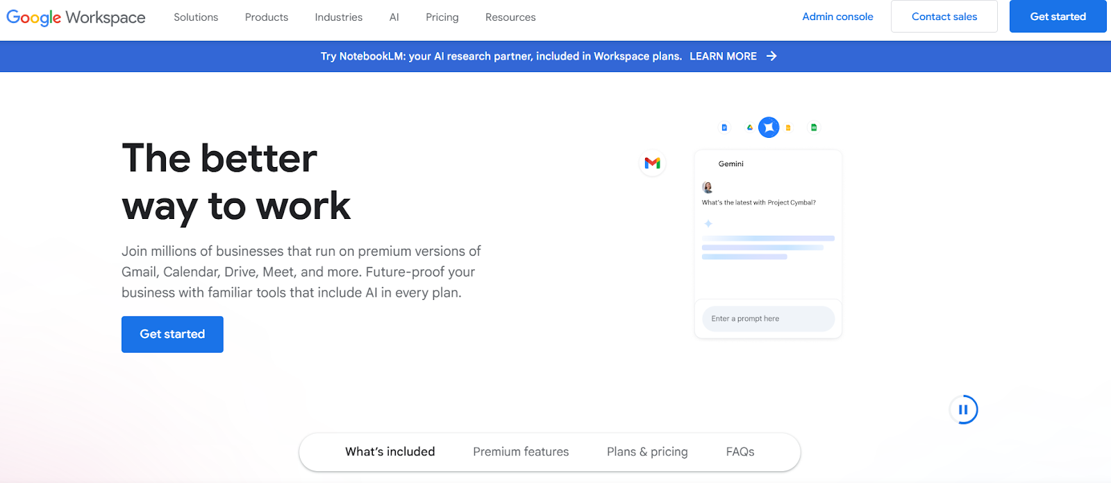 Google Workspace messaging about a better way to work digitally
