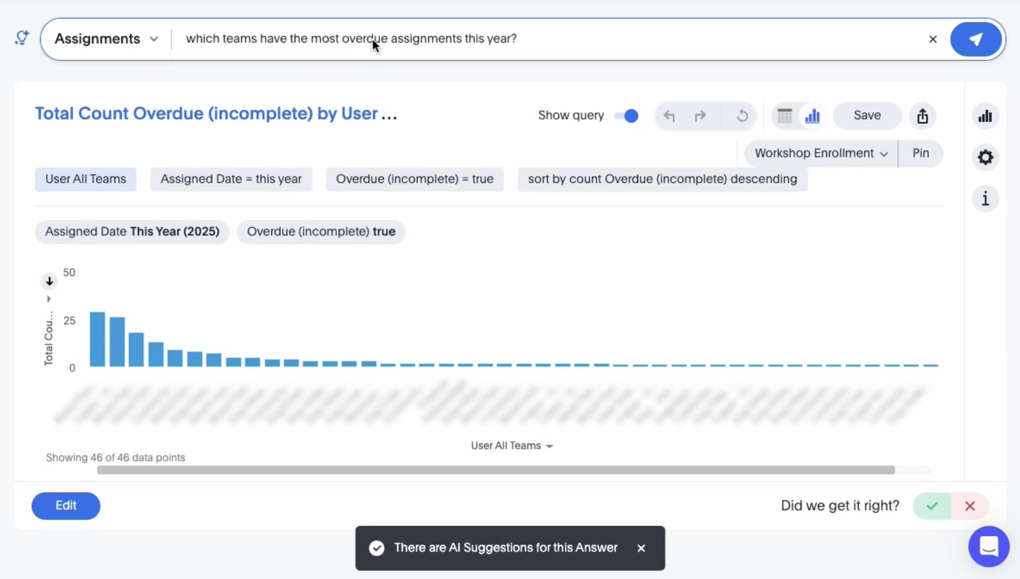 Continu Insights AI prompt to report technology