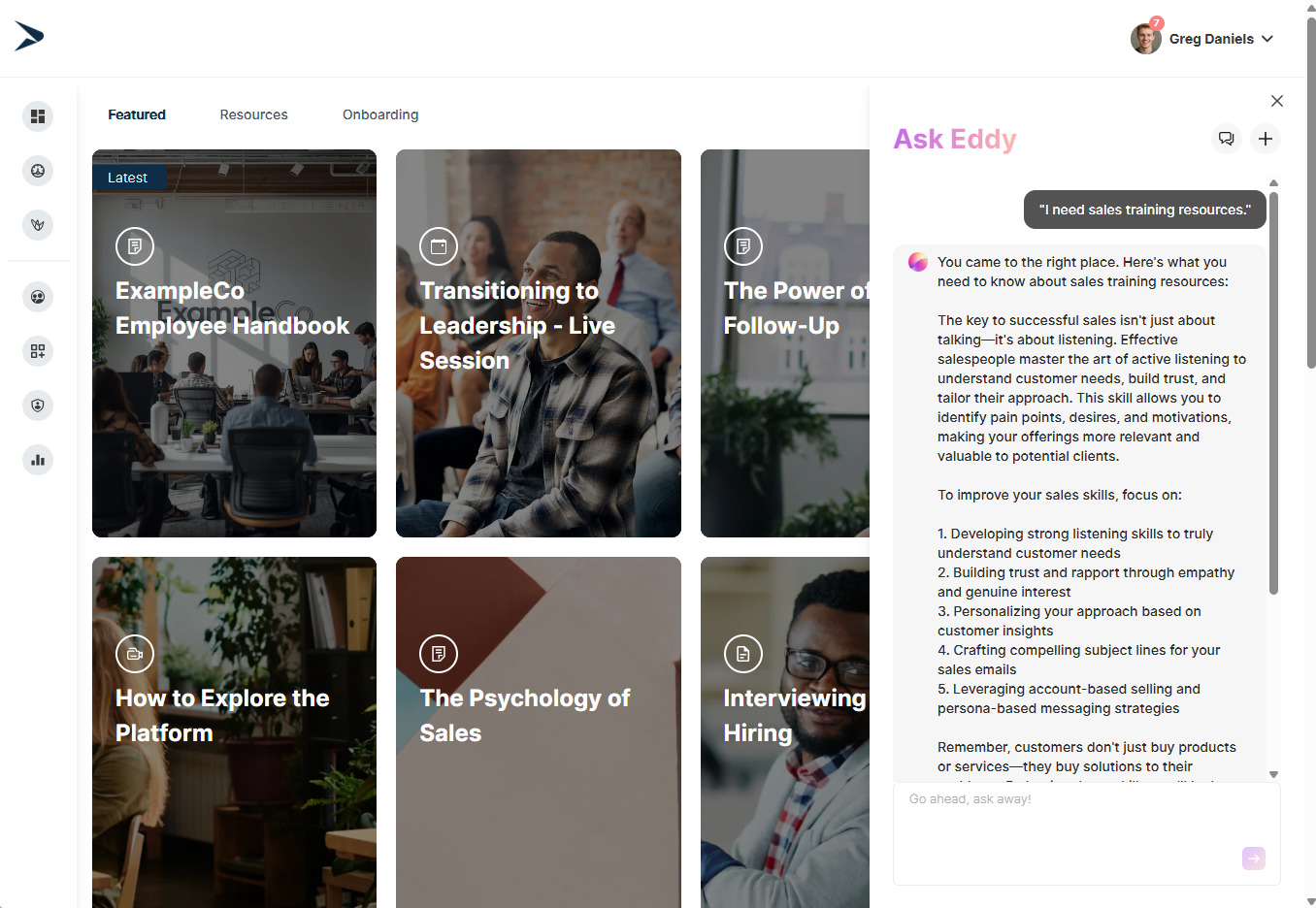An example of an AI Learning Agent conversation within an LMS