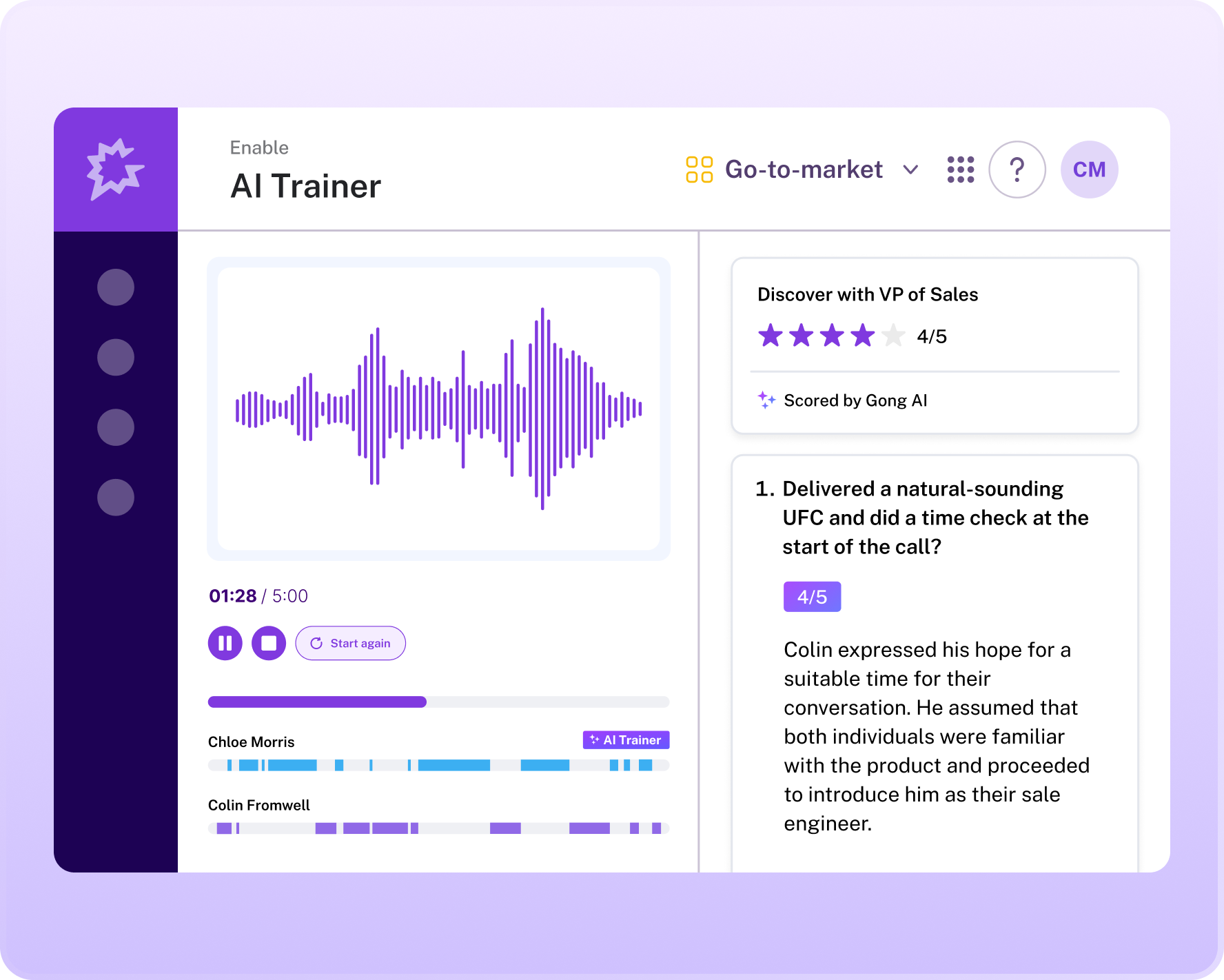 Gong revenue intelligence platform interface