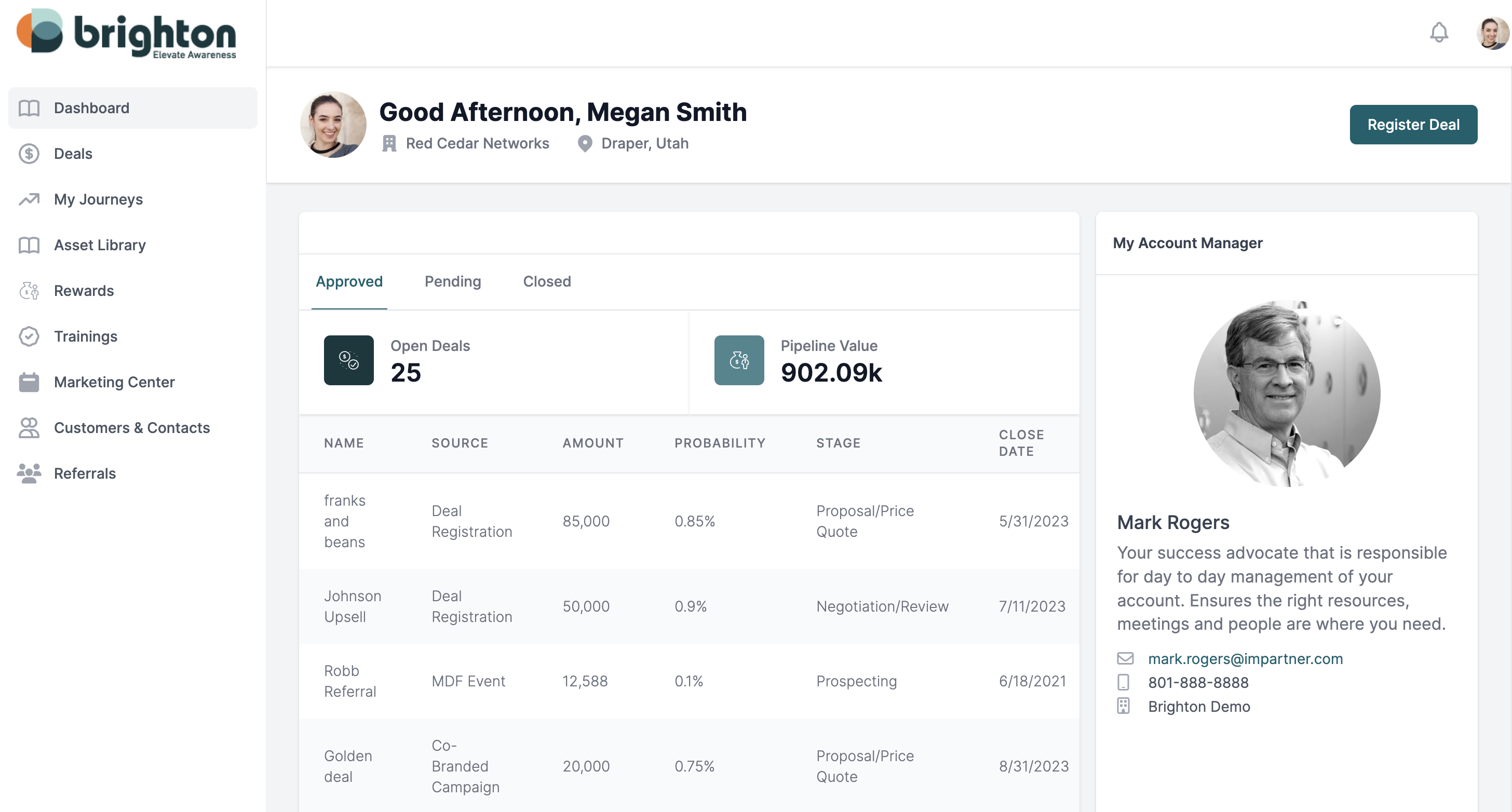 Impartner partner management and training platform interface