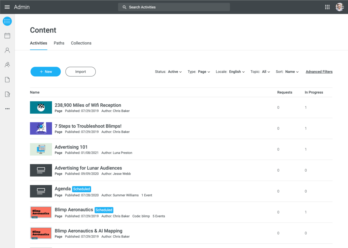Intellum customer education platform dashboard