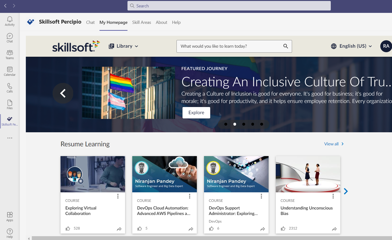 Skillsoft corporate learning platform dashboard