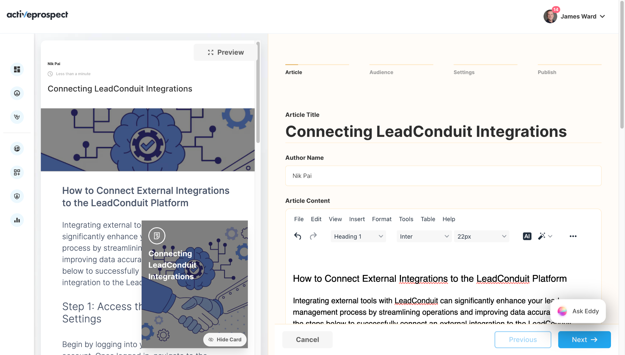 Example of ActiveProspect product training article using Continu's content authoring feature