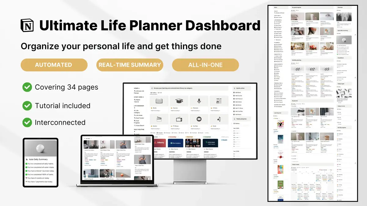best notion all-in-one life planner template download