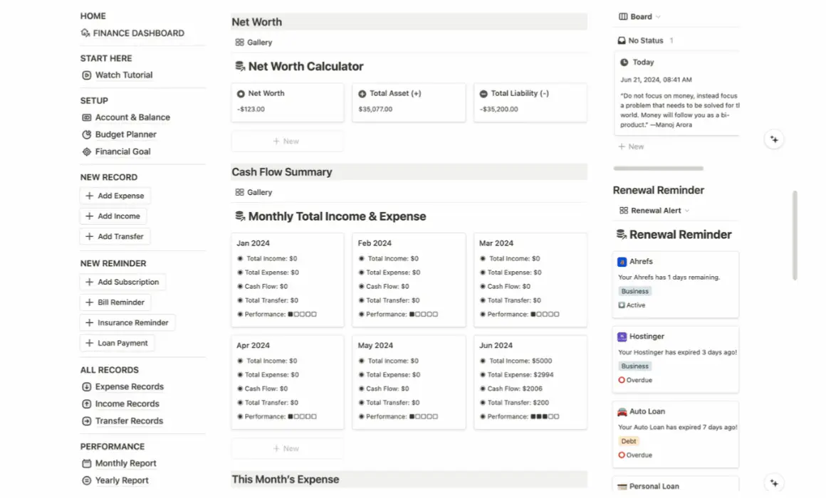 best notion personal finance tracking template download