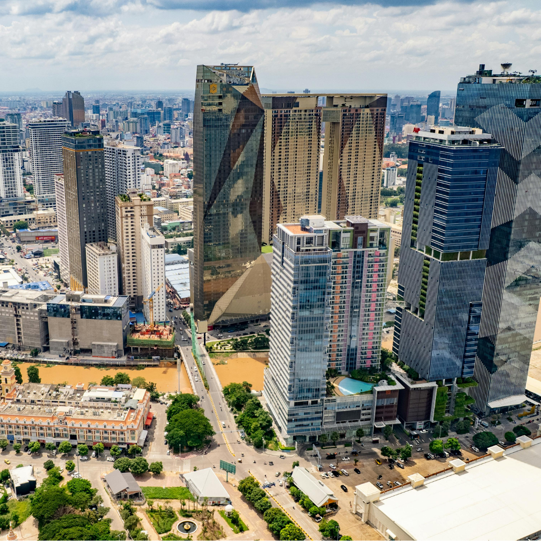 Skyline view of Phnom Penh, Cambodia