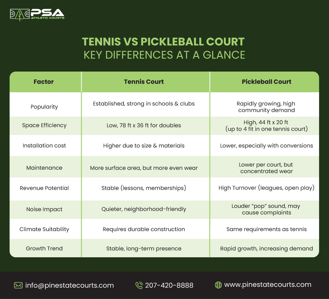 Tennis vs Pickleball: Quick Comparison Table