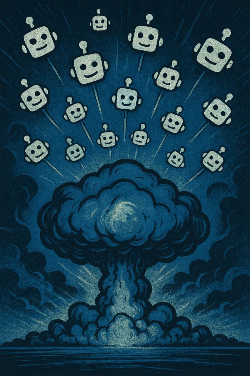 Dr Daniel King draws a fascinating parallel here between nuclear testing and AI development that sparked an important conversation with our team. Just as the Trinity test permanently altered Earth's atmosphere in 1945, we're witnessing AI systems create a similar irreversible change in our digital ecosystem. The implications? AI models training on AI-generated content, creating feedback loops that could fundamentally limit future progress.