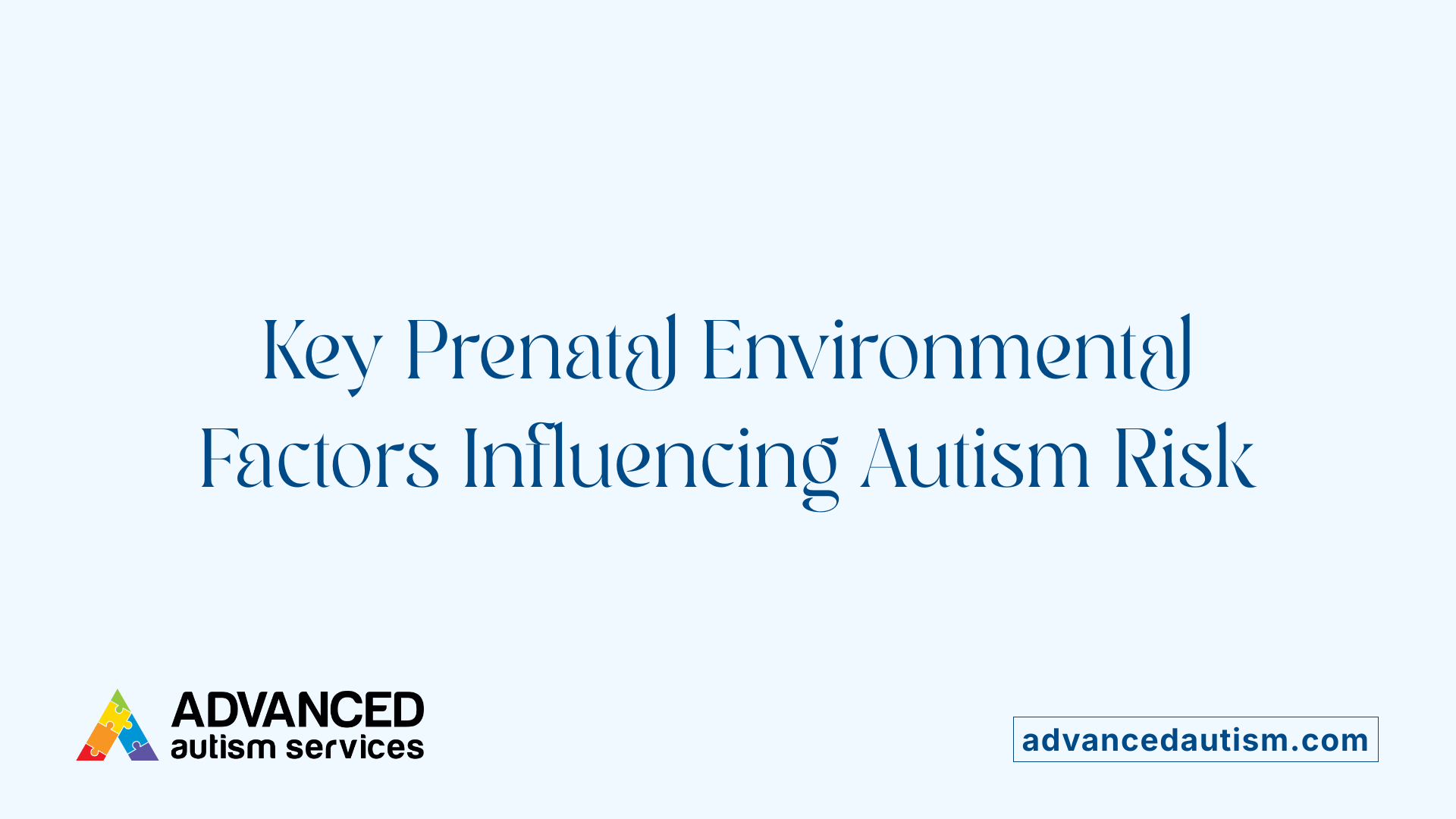 Key Prenatal Environmental Factors Influencing Autism Risk