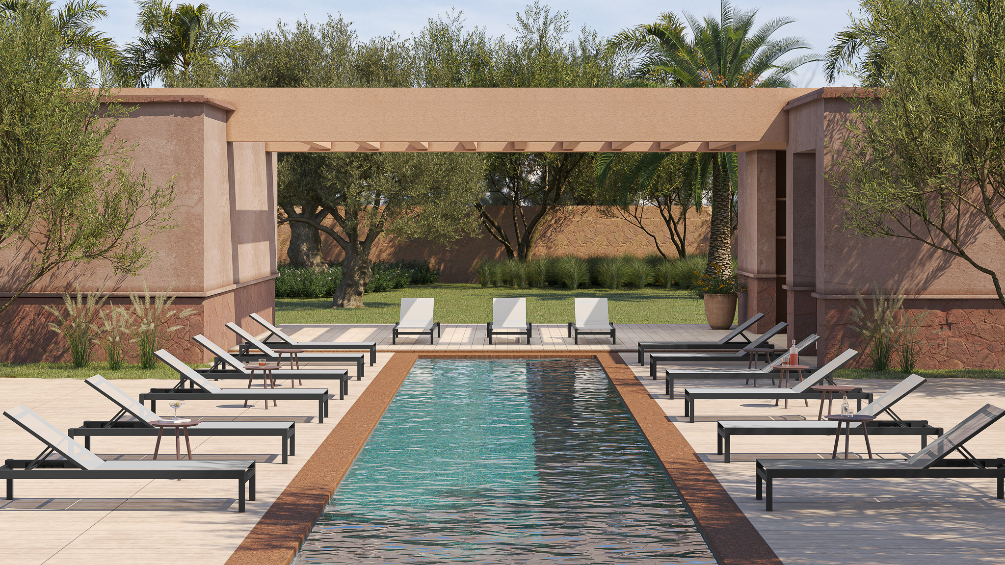 Sunlounger Single Sling with Shade (No Arms) Sunlounger