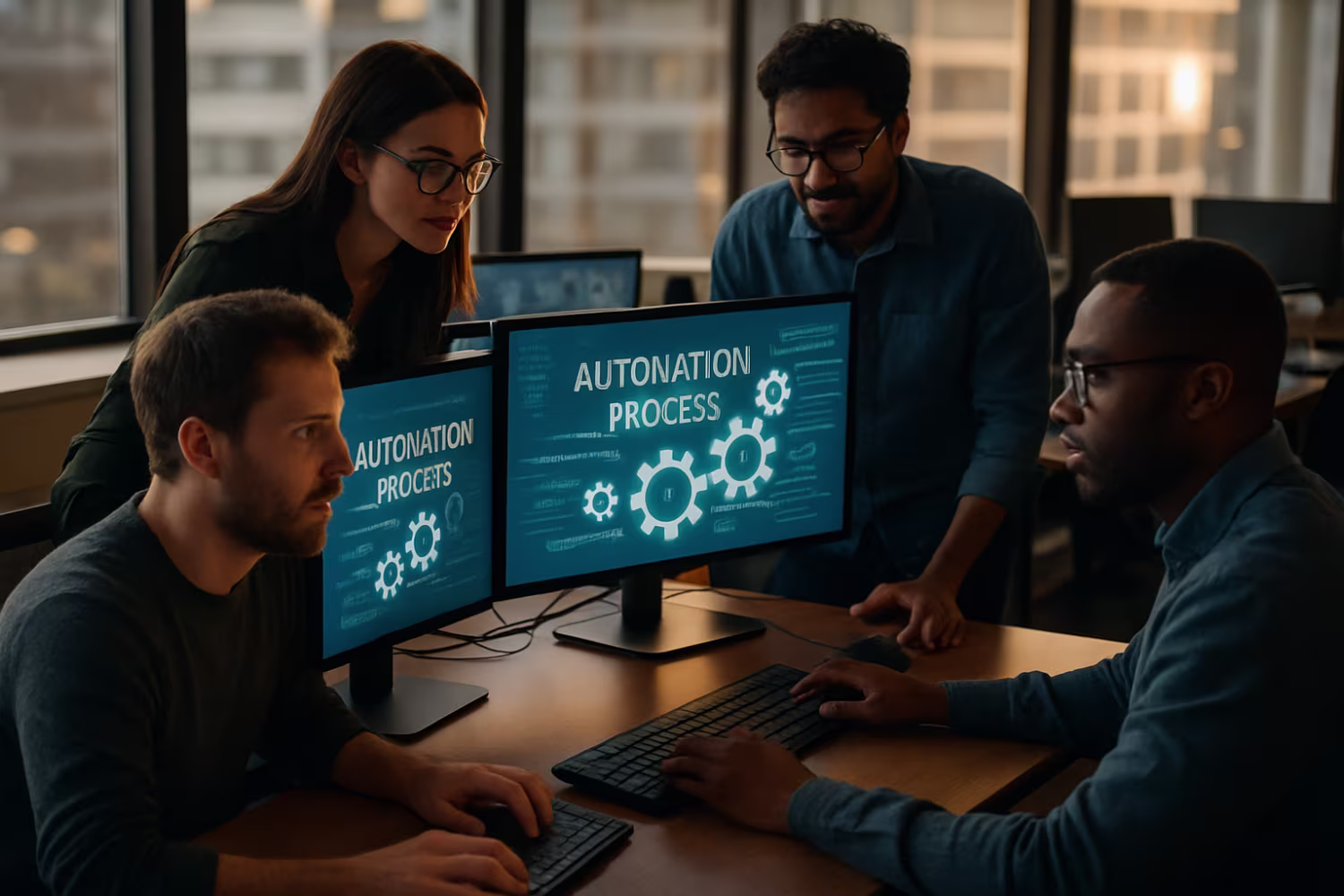 Team collaborating on IT process automation