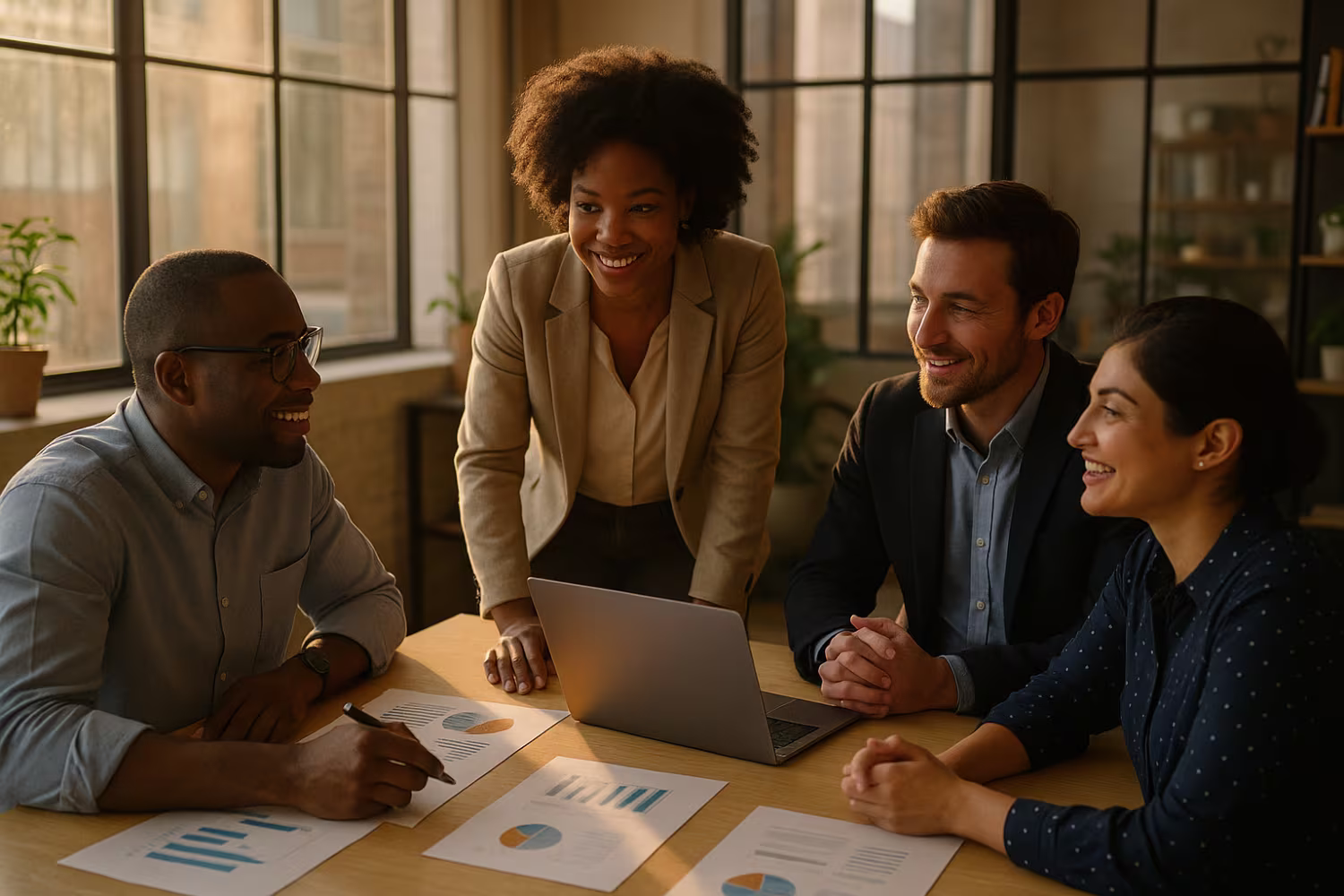 Diverse nonprofit team strategizing digitally
