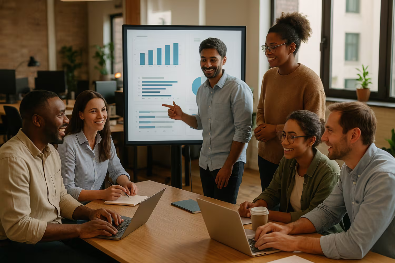 Nonprofit teams studying digital transformation data