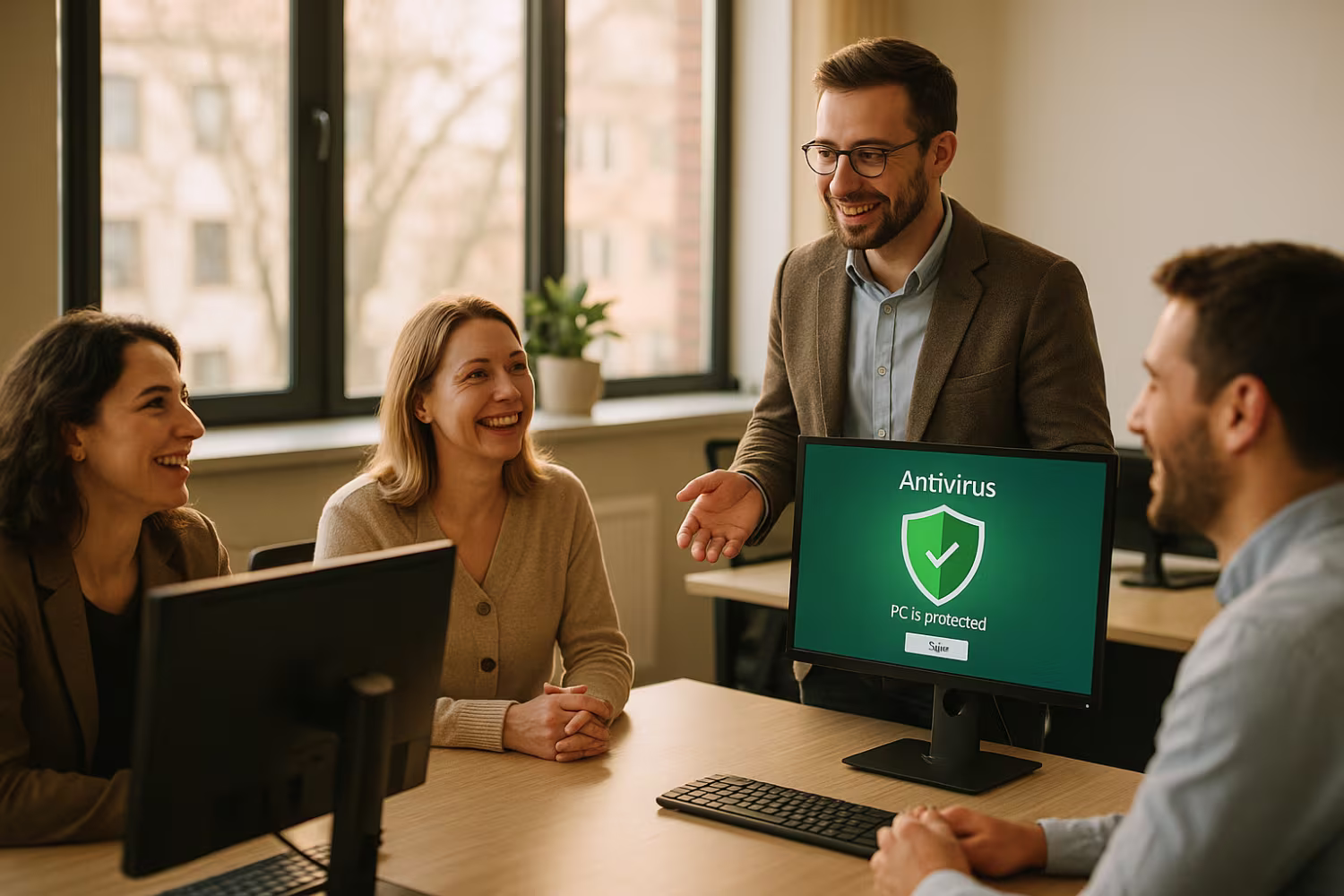 Consultant demonstrating best antivirus software