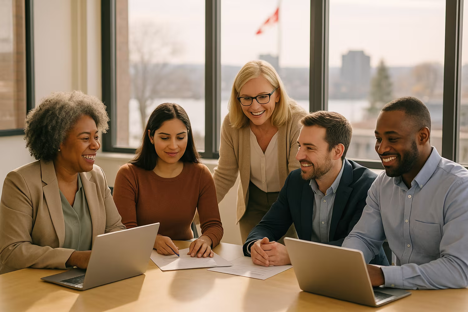 Diverse team discussing shared hosting