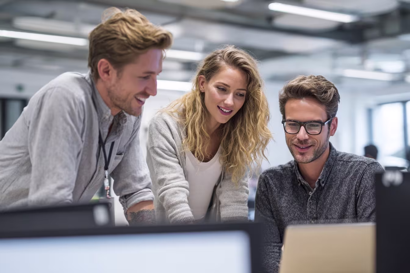 Employees discussing best antivirus software