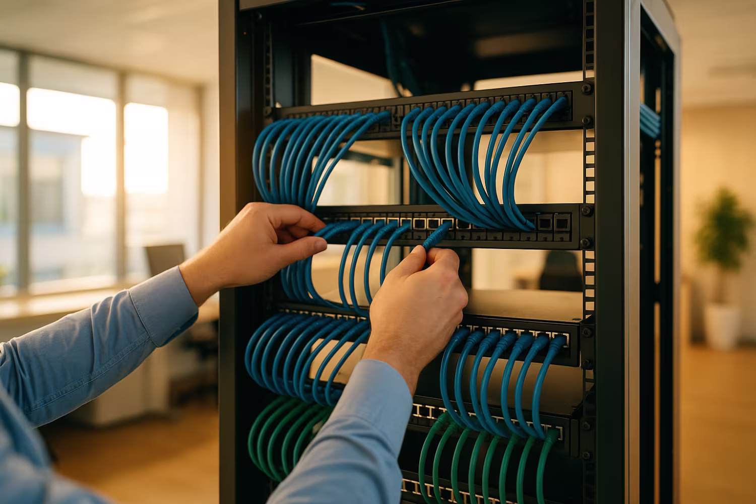 Organized network cabling in office