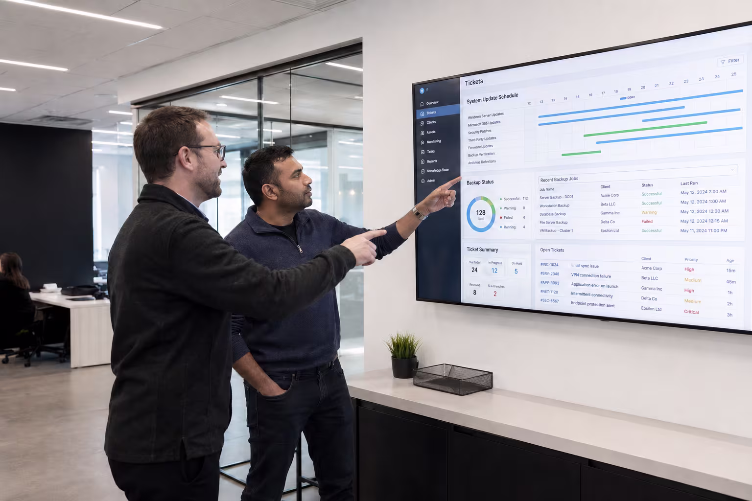 IT team collaborating on endpoint security
