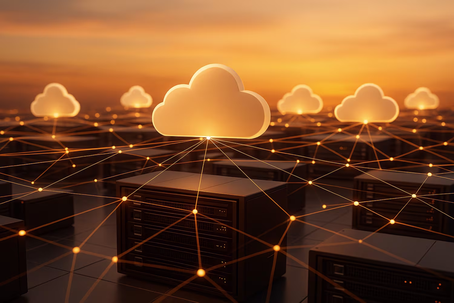 Multi-cloud strategy network at dusk