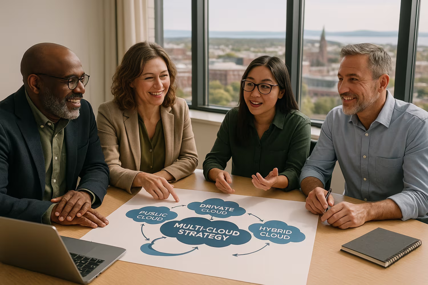 Professionals discussing multi-cloud strategy
