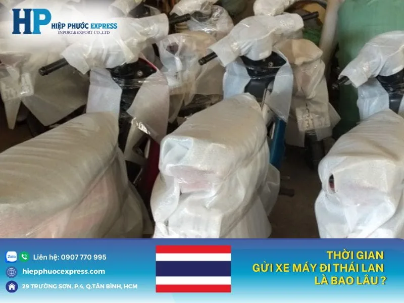 thoi gian gui xe may di thai lan la bao lau