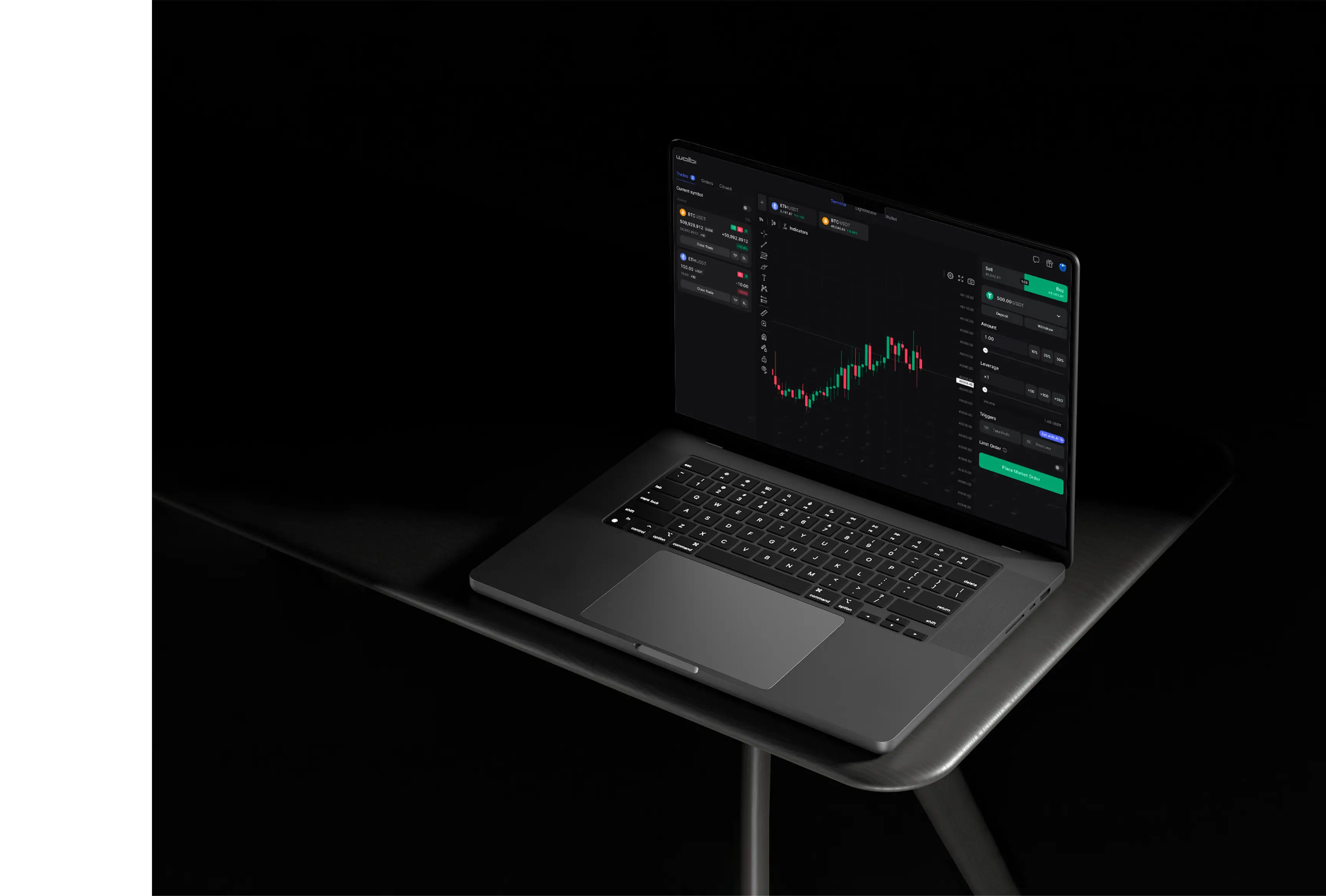 laptop mockup with the walbi app