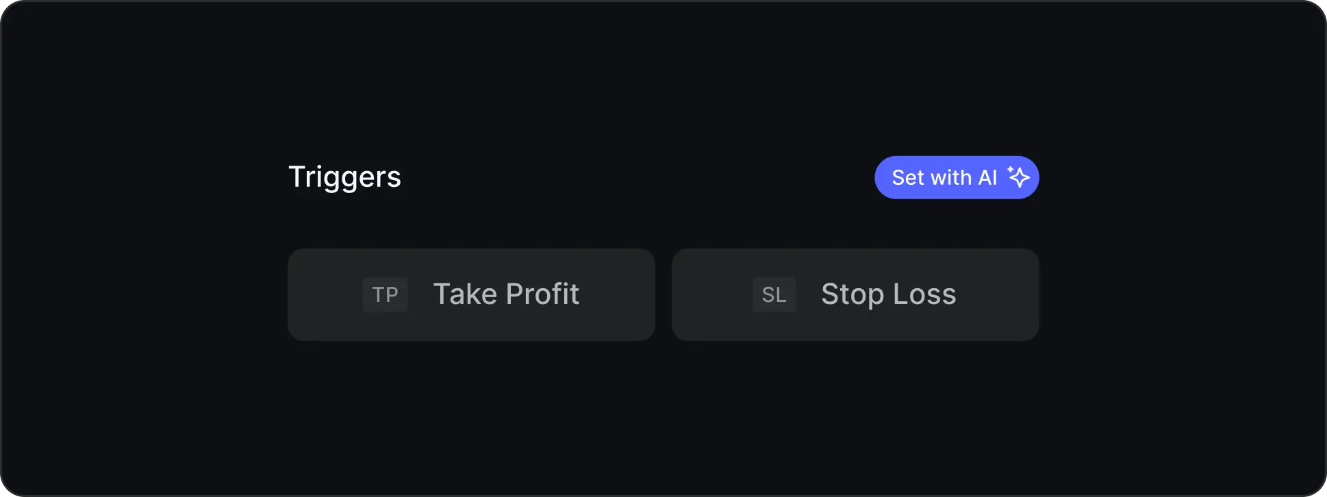 Take profit and stop loss buttons