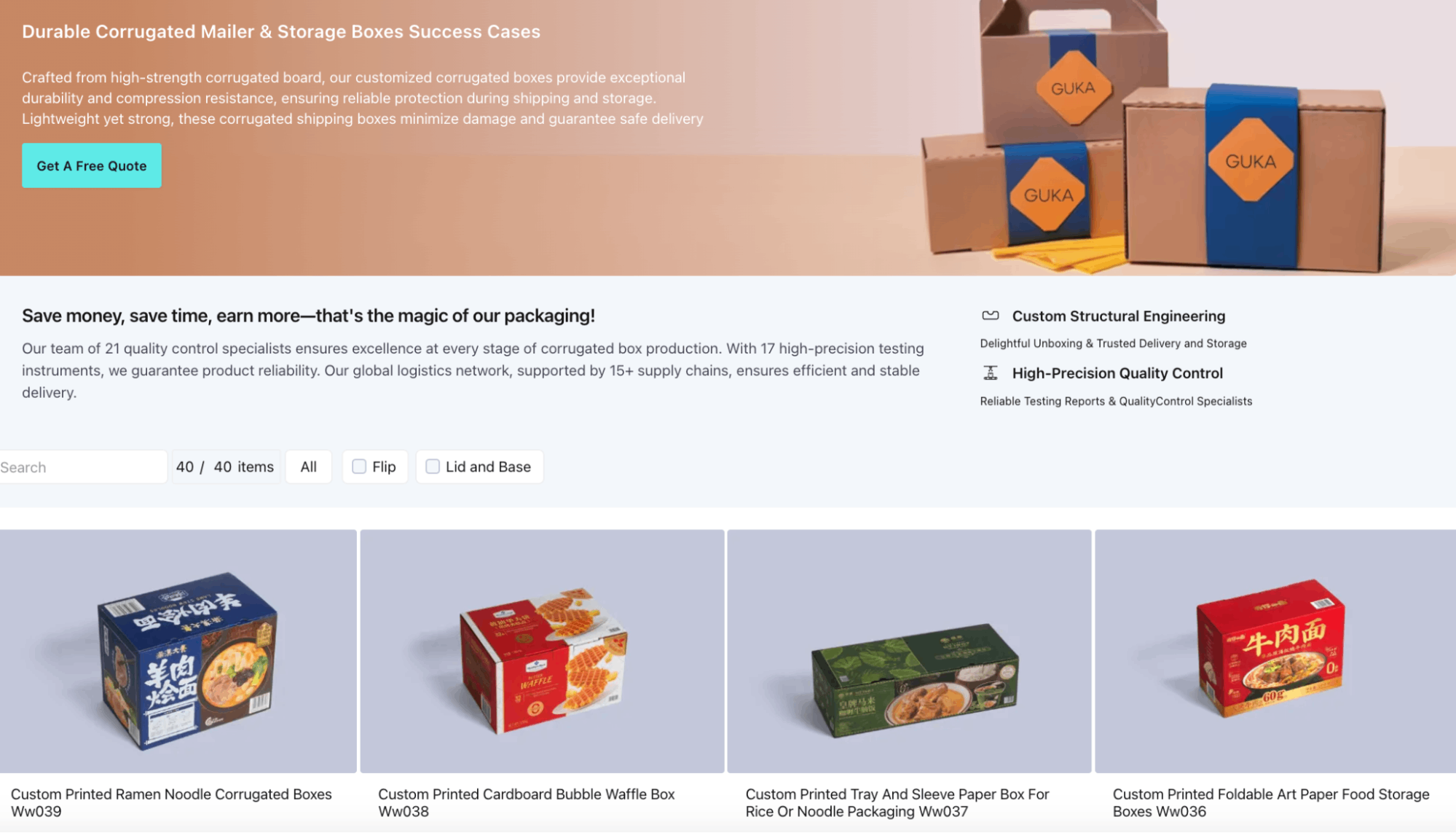 corrugated box packaging factory