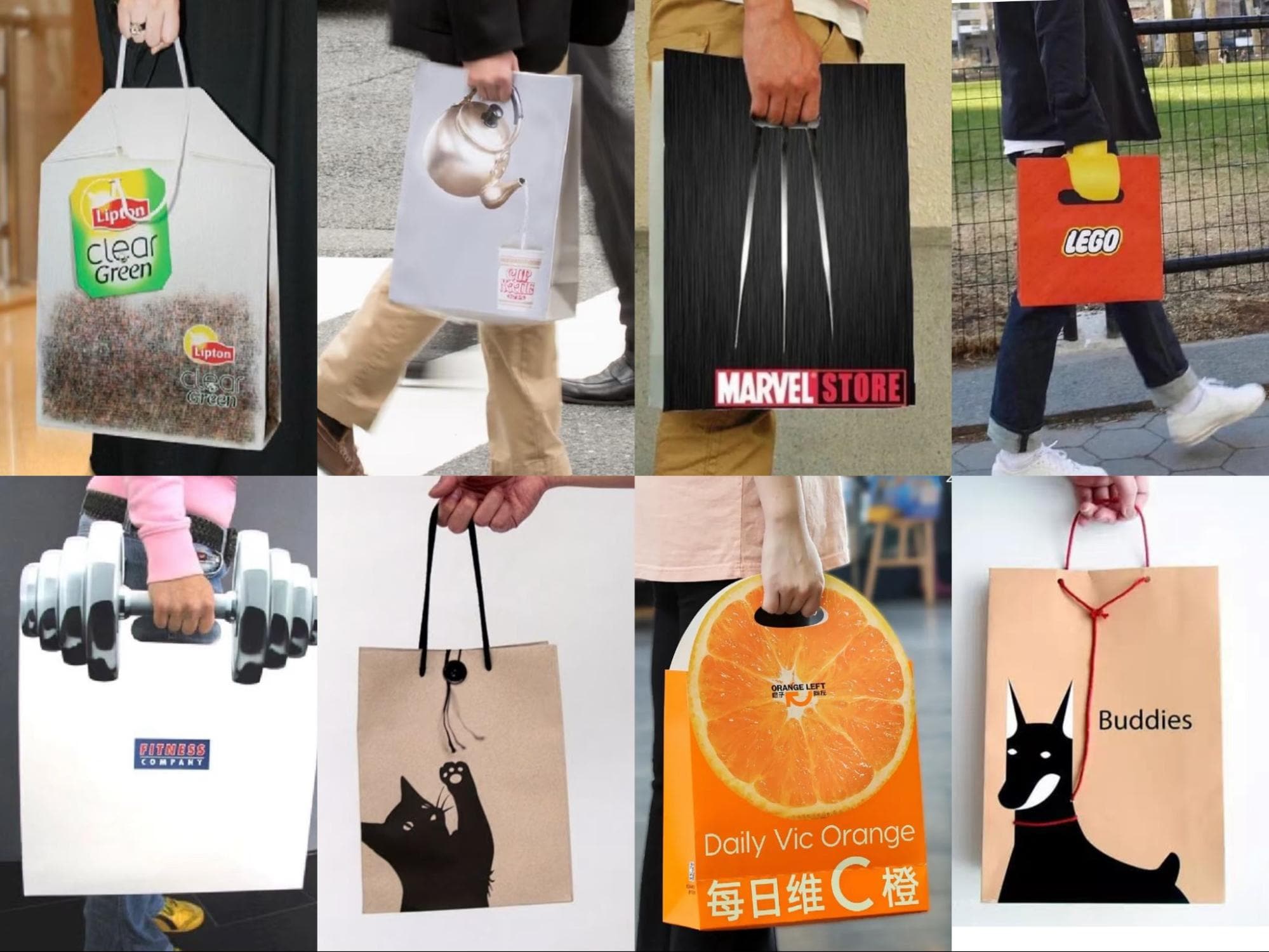 bag with interactive handle designs