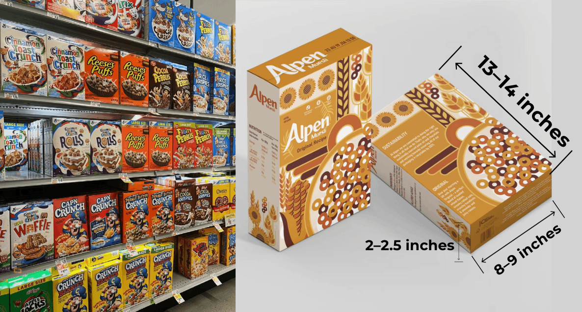 family size cereal box dimensions