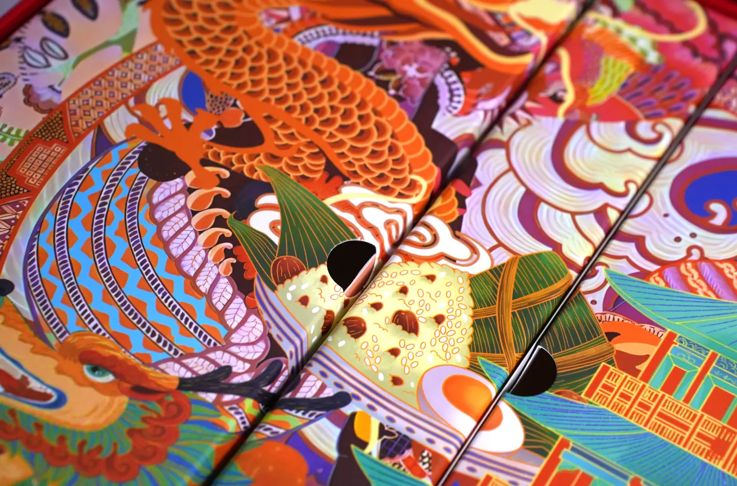 Customized magnetic closure rigid gift box displaying internal tray with thumb cut-out detail