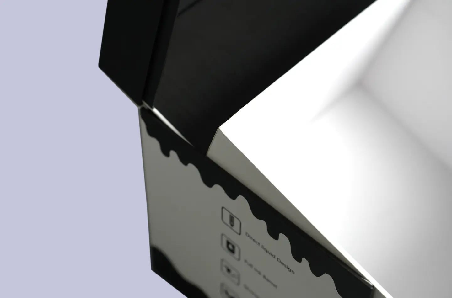 Close-up side view showing the structural details of the opened custom flip-top toy display box